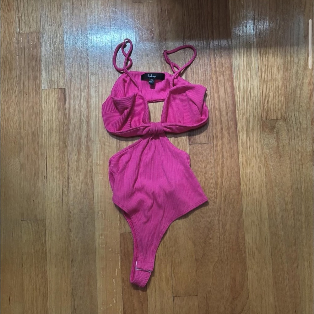 Lulu's Vibrant Pink Cutout Bodysuit